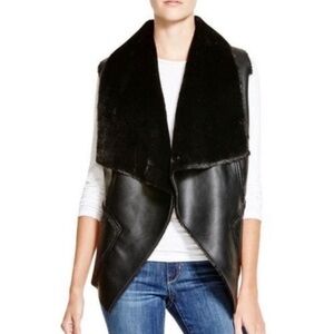 BLANK NYC faux leather & fur vest, size L